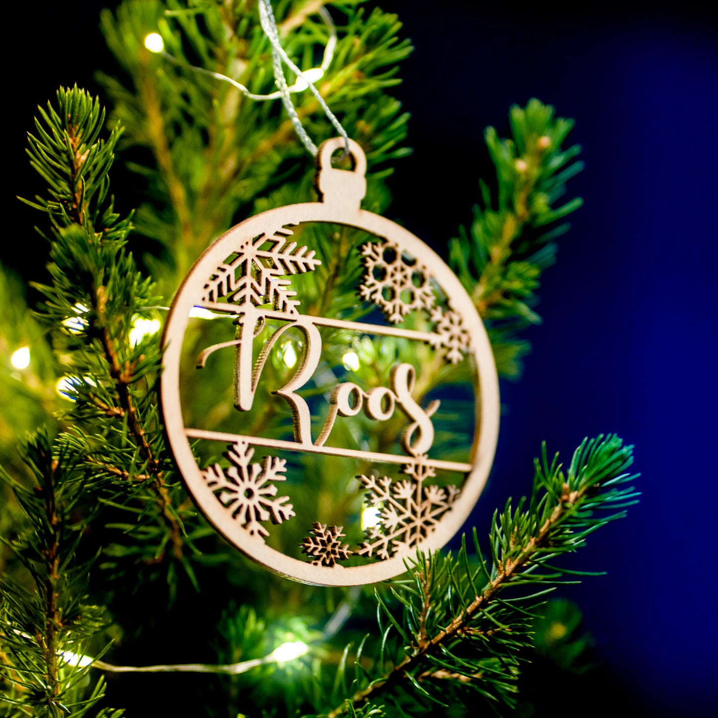Kerstbal met Naam - Hout - Gepersonaliseerd