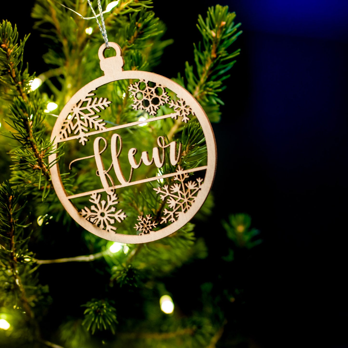 Kerstbal met Naam - Hout - Gepersonaliseerd