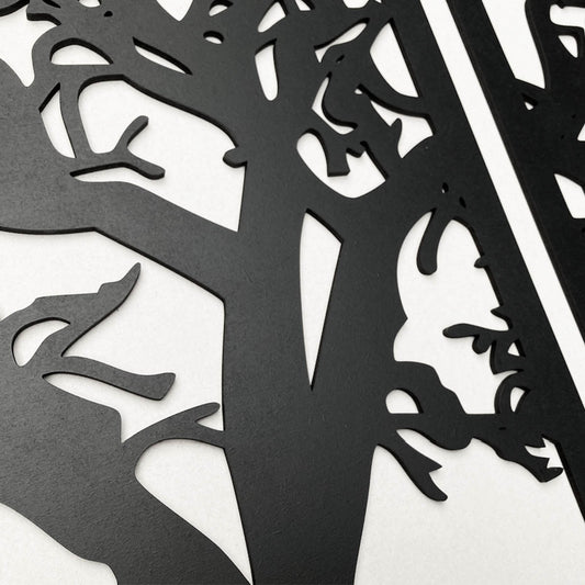 3 Luik Levensboom - Boom - Wanddecoratie - Muurdecoratie - Wall art - Zwart