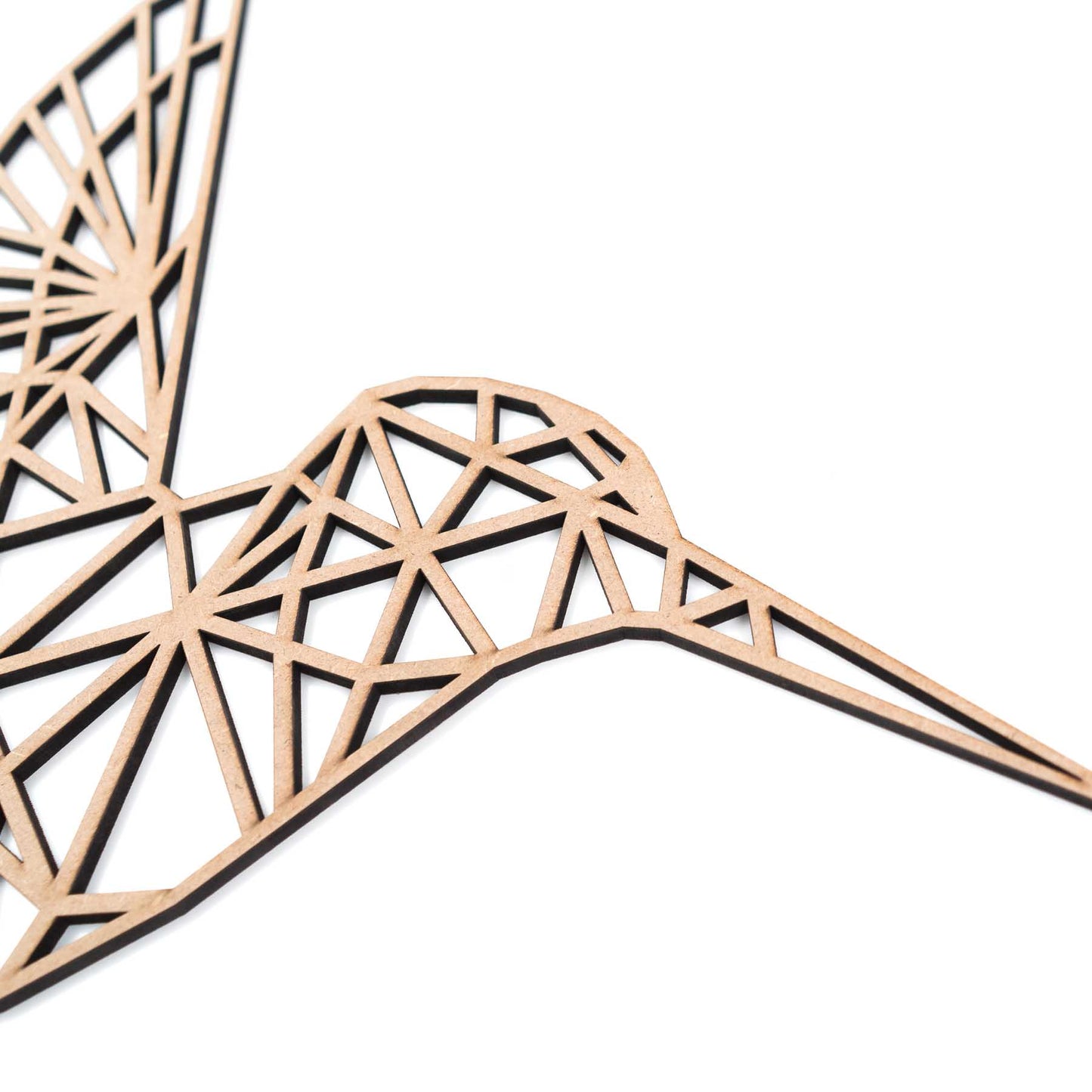 Geometrische Kolibrie | Hout- Geometricart-interieur-decoratie-wand-muur