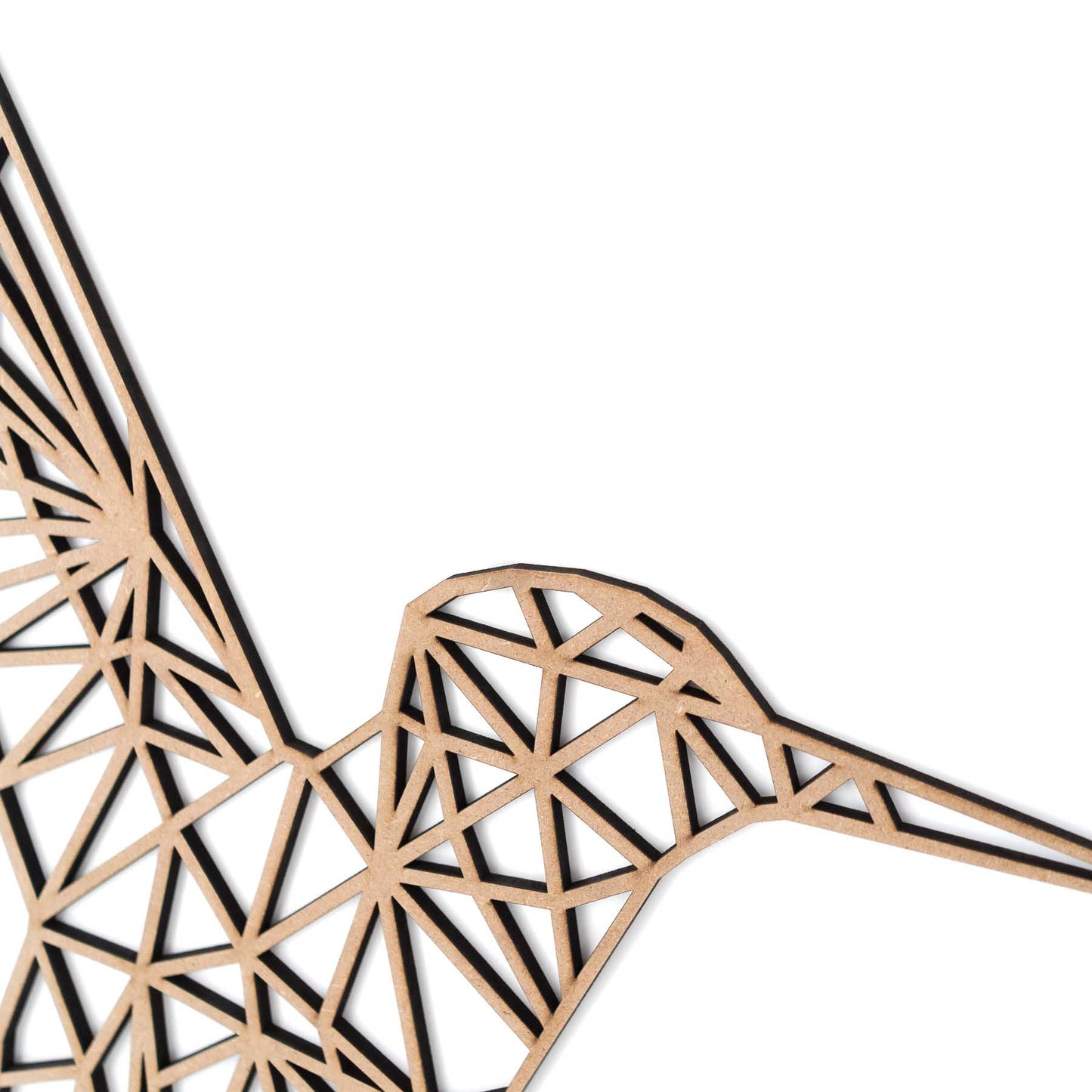Geometrische Kolibrie | Hout- Geometricart-interieur-decoratie-wand-muur