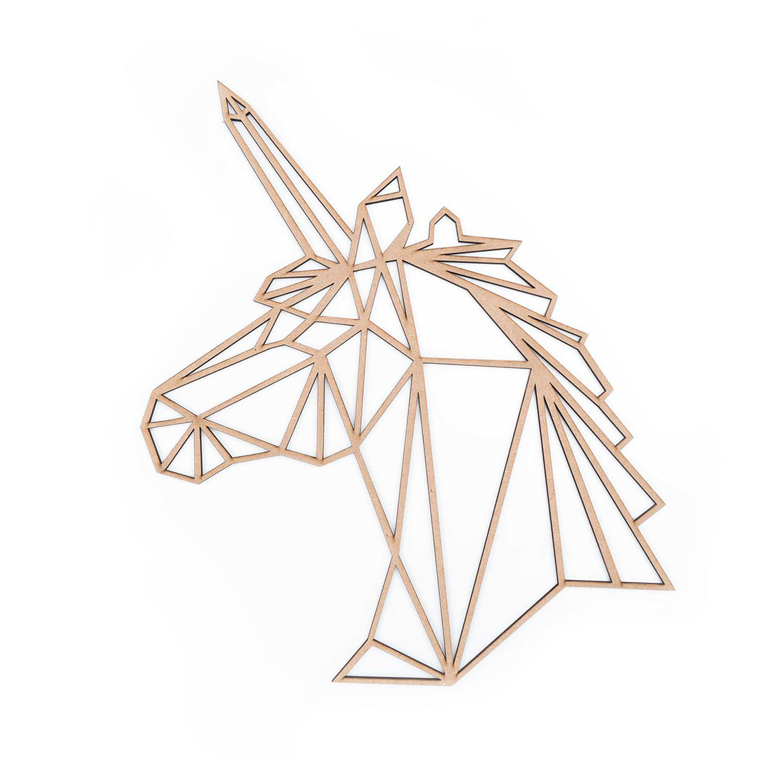 Geometrische Unicorn | Hout- Geometricart-interieur-decoratie-wand-muur