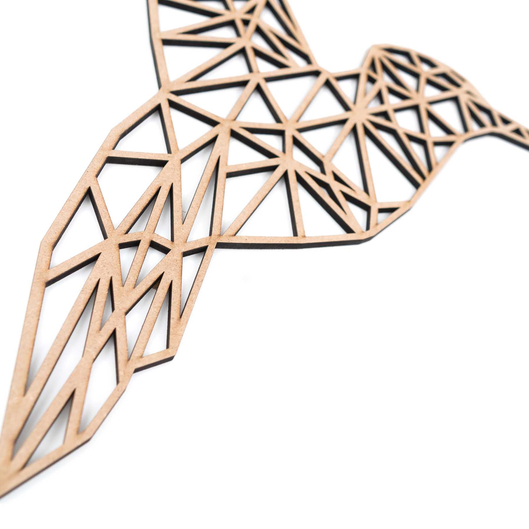 Geometrische Kolibrie | Hout- Geometricart-interieur-decoratie-wand-muur
