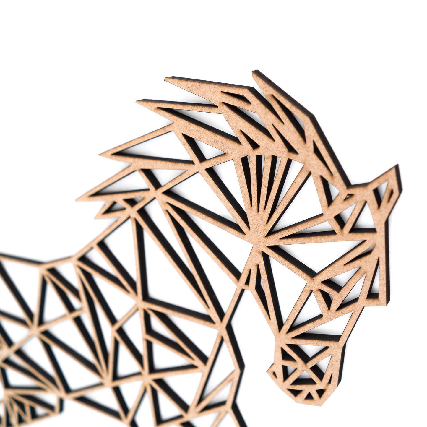 Geometrisch Paard | Hout | Decoratie- Geometricart-interieur-decoratie-wand-muur