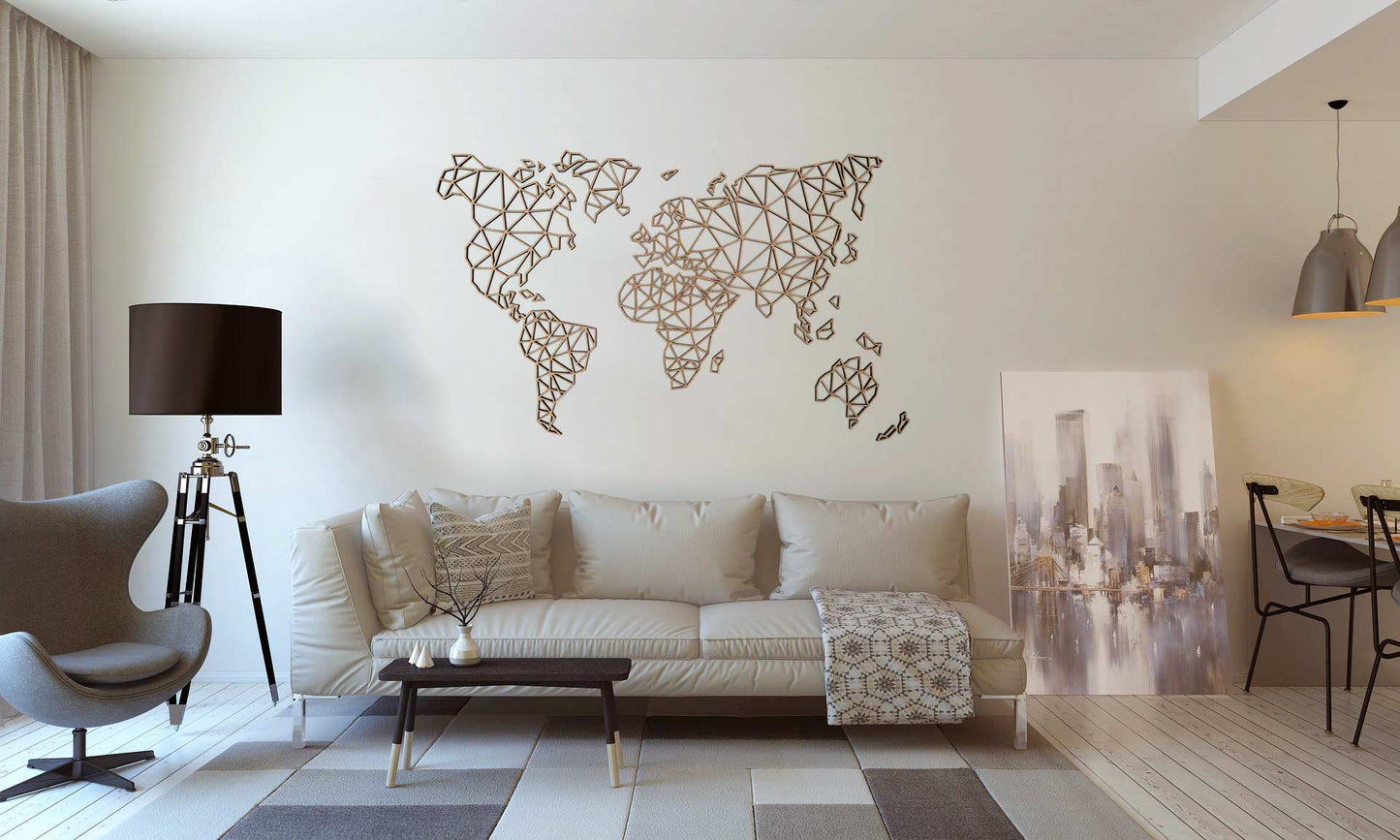 Wereldkaart | Geometrisch | Woondecoratie- Geometricart-interieur-decoratie-wand-muur